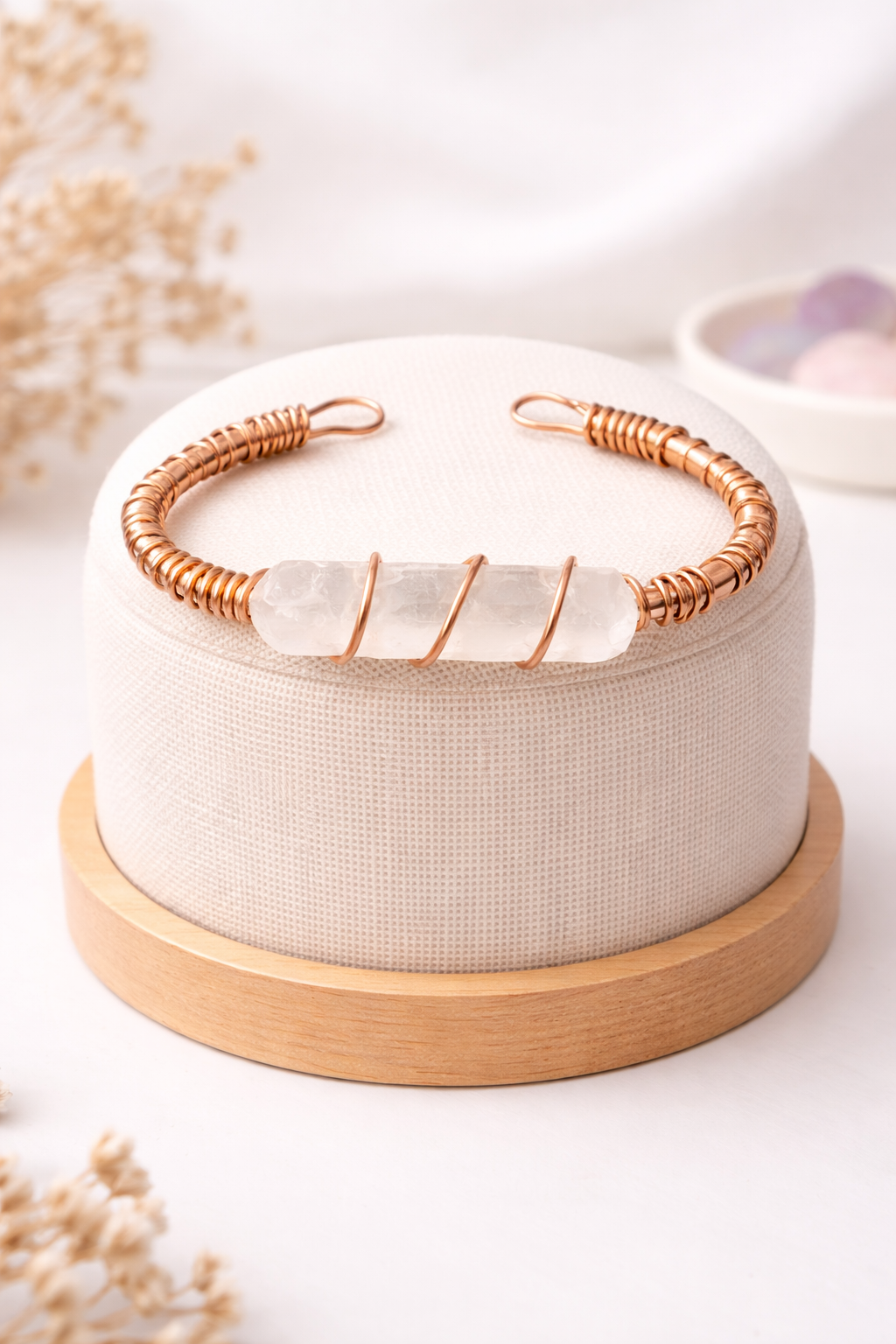 Copper and Rose Quartz Bangle